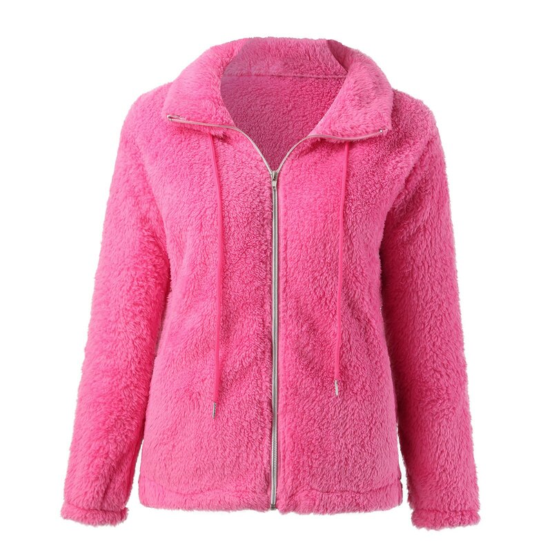 Moda zimowa damski płaszcz nowy stójka w stylu Casual suwak damskie ubrania jesienne damskie kurtka polarowa jednolite kolorowe płaszcze damskie