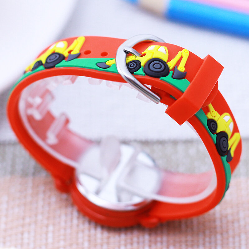 CYD-Relojes de pulsera eléctricos impermeables para niños, niñas, estudiantes, niños, bebés pequeños, tiempo de aprendizaje, excavadora fresca, nueva moda