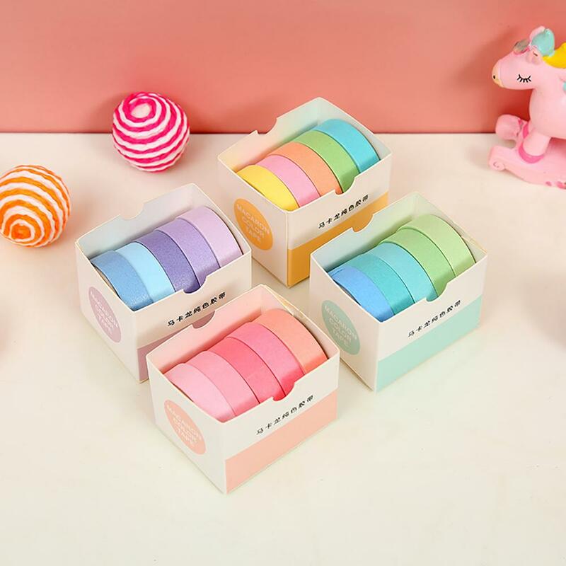 Rainbow Color Washi Tape Set, DIY Scrapbooking, Etiqueta da etiqueta, Mascarando para Artesanato, Abastecimento Escolar, 5 Rolls por Conjunto, 200cm