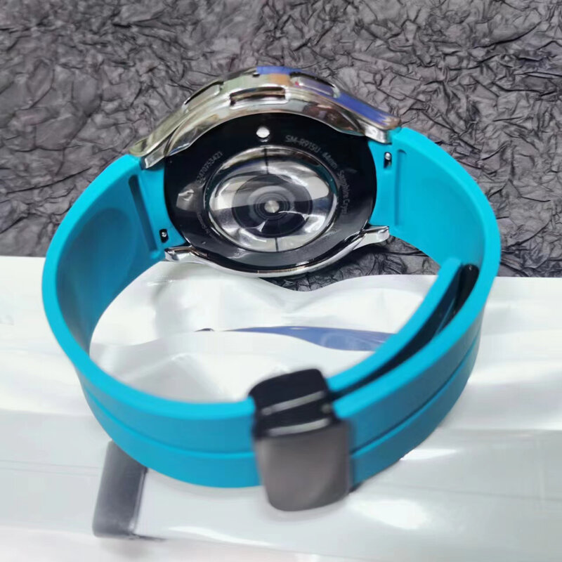 สายซิลิโคนแท้ + เคสสำหรับ Samsung Watch 4/5 40 44mm Watch 5 Pro 45mm สายรัดแม่เหล็ก Galaxy Watch 4 CLASSIC 42 46mm