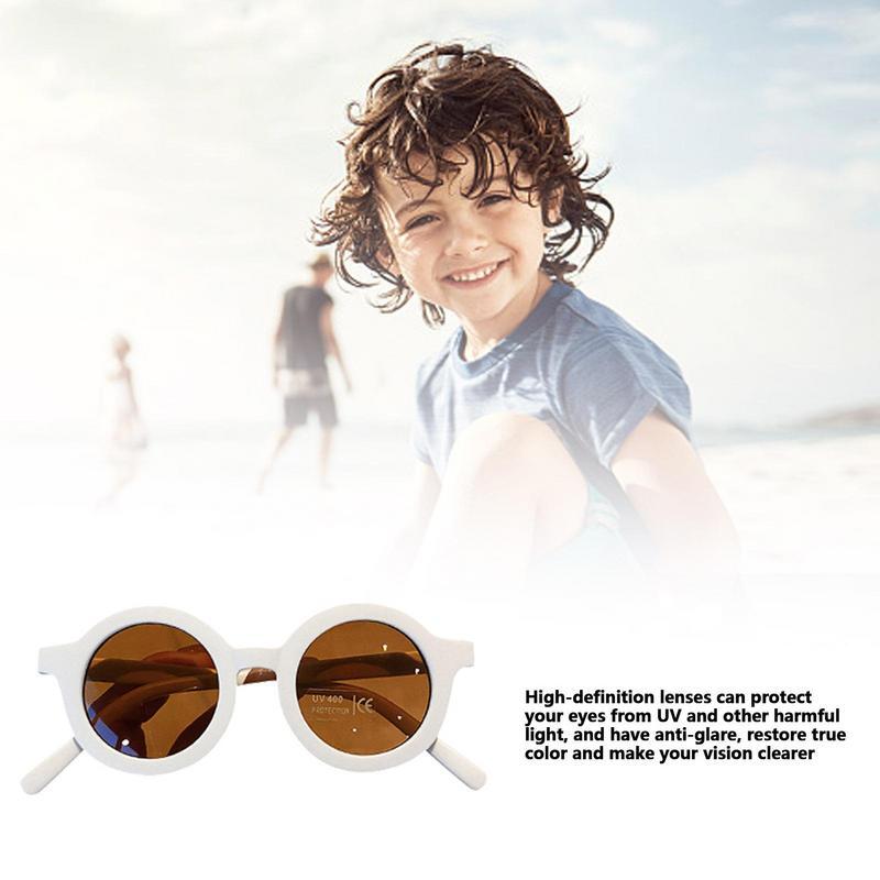 Kids Sunglasses Anti-glare Boy Sunglasses Round Eyewear Thick Frame Integrated Nose Pads High-definition Lenses