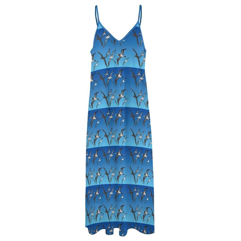 Hawaii Seabird gaun tanpa lengan gaun malam wanita 2024 gaun panjang wanita gaun elegan