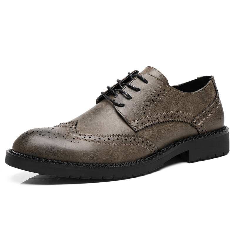 Sapatos Oxford artesanais Wingtip para homens, Brogue de couro cinza, sapatos formais de negócios clássicos masculinos, sapatos de vestido masculinos, 56
