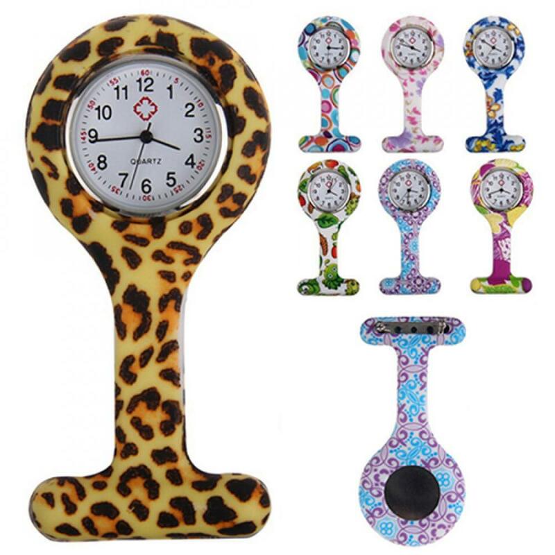 Reloj Fob de silicona para enfermera, reloj de bolsillo con Pin, Túnica médica, reloj colgante de esfera inoxidable, decoración de broche
