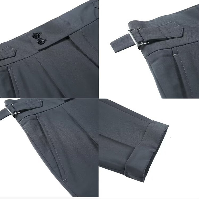 Homme Fjimeed Pantalon Printemps Été Style Britannique Polyester S-4XL observateur commandé Slim Droit Affaires
