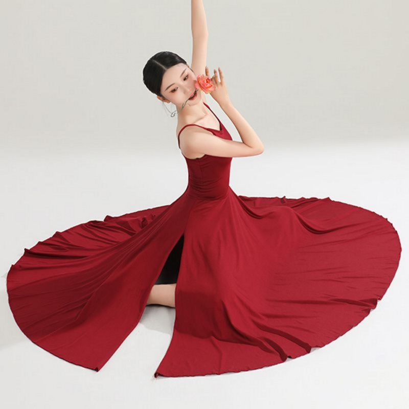 Traje moderno de dança feminina, roupa clássica para performance, balanço grande, elegante vestido de baile, alta qualidade