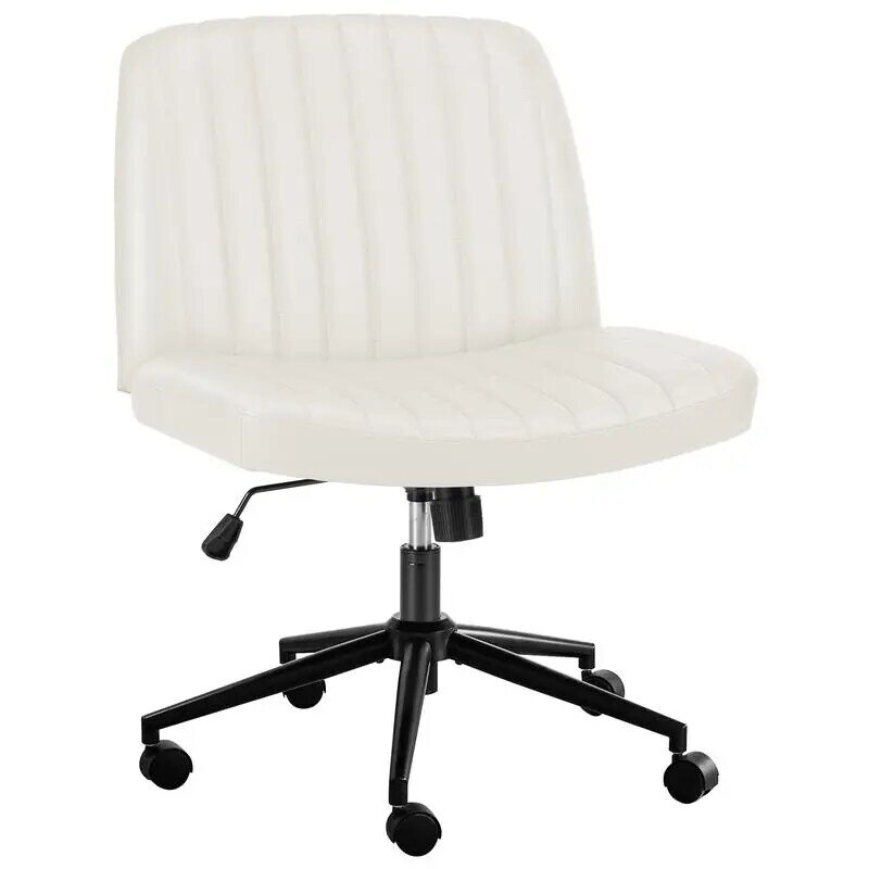 Bezramienne obrotowe krzesło ze skrzyżowanymi nogami z kołami, regulowane krzesło wysokości z większą szerokością siedziska, mocne i trwałe, łatwe do assemu