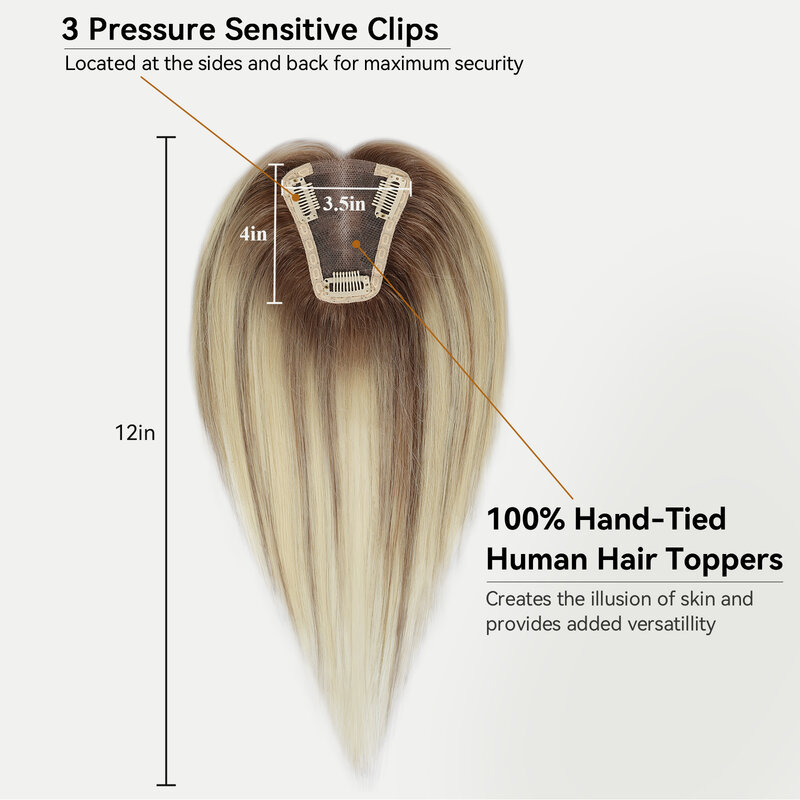 100% Remy ludzkich włosów Ombre jasnobrązowa blond środkowa część ludzkiego kawałki włosów dla kobiet z do rzadkich włosów klipsem w bluzach