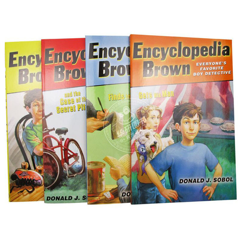 Juego en caja de 4 volúmenes de la enciclopedia inglesa Original, marrón