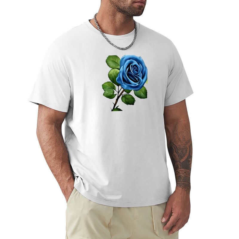 Watercolour Blue Rose T-shirt korean fashion Blouse t shirt men
