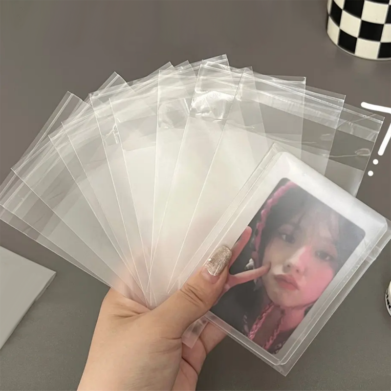 Pelindung kartu foto, 100 buah penjilid korea Bening, pelindung kartu foto lengan kartu transparan, pemegang kartu foto untuk kartu idola korea ukuran 13x8cm