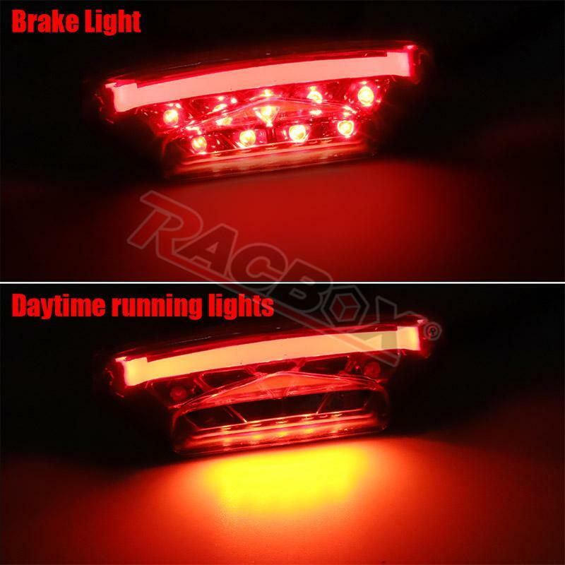 3 Wires LED Motorcycle Tail Brake Light Red Smoke Lens Rear License Lamp Daytime Running Signal Universal For 12V Moto Scooter