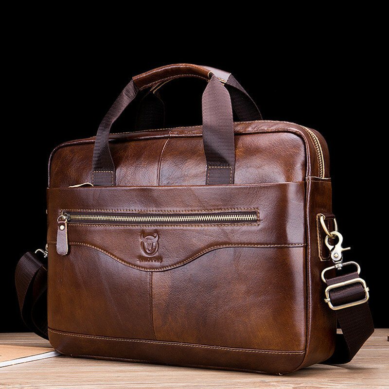 Vintage Genuine Leather Briefcases Men Business Laptop Handbag High Quality Crossbody Bag Luxury Male Shoulder Messenger Bag
