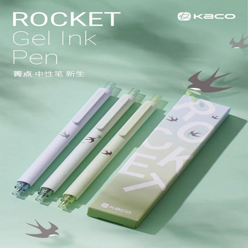 KACO-Ensemble de stylos gel à pression à séchage rapide, stylos d'écriture, bureau, école, papeterie, grand, 0.5mm, 3 pièces, Kawaii