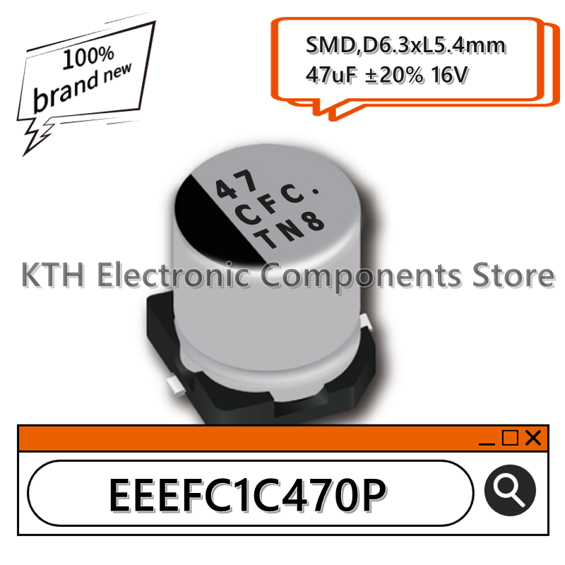 10 buah 100% baru capacitors EEE-FC1C470P kapasitor elektrolitik aluminium 47uF 16V screen layar sutra 47 CFC