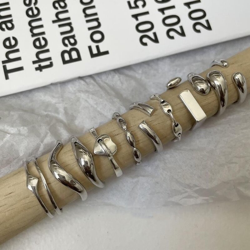 BF نادي 925 فضة خاتم للنساء مجوهرات بسيطة الاصبع المفتوحة Vintage حلقة اليدوية الحساسية للحزب هدية عيد
