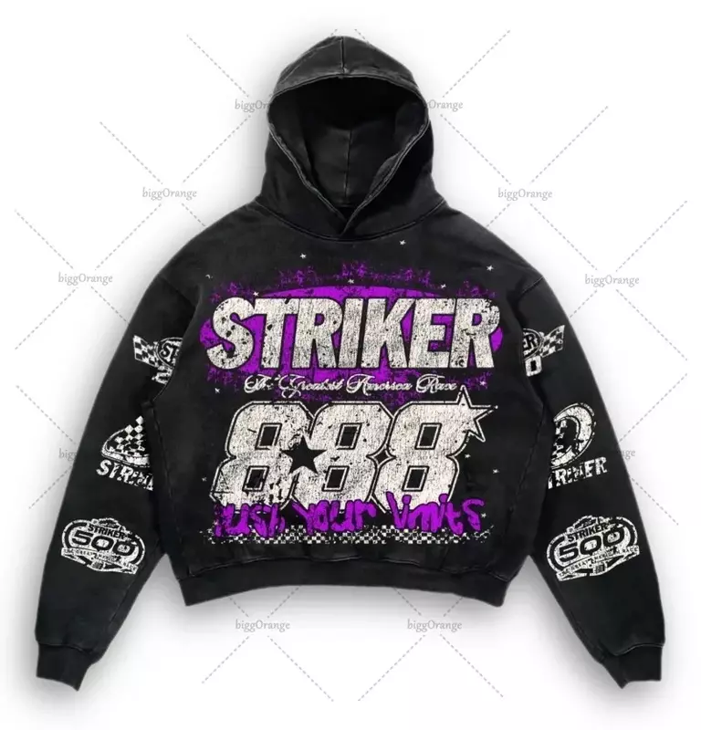 Hoodie Pullover motif huruf Punk Amerika pakaian pria merek mode jalanan tinggi Y2k Gothic Harajuku Retro kaus ukuran besar