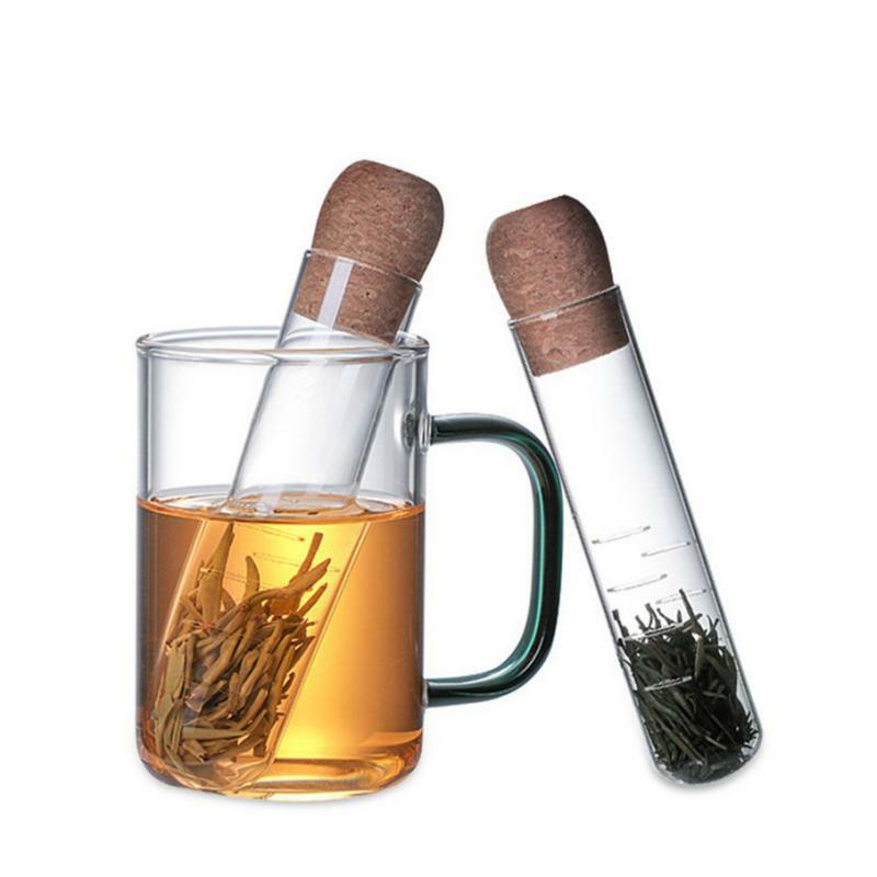 Saringan teh kaca, saringan teh desain kaca kreatif untuk Mug Filter mewah untuk Puer alat teh herbal dengan sumbat gabus