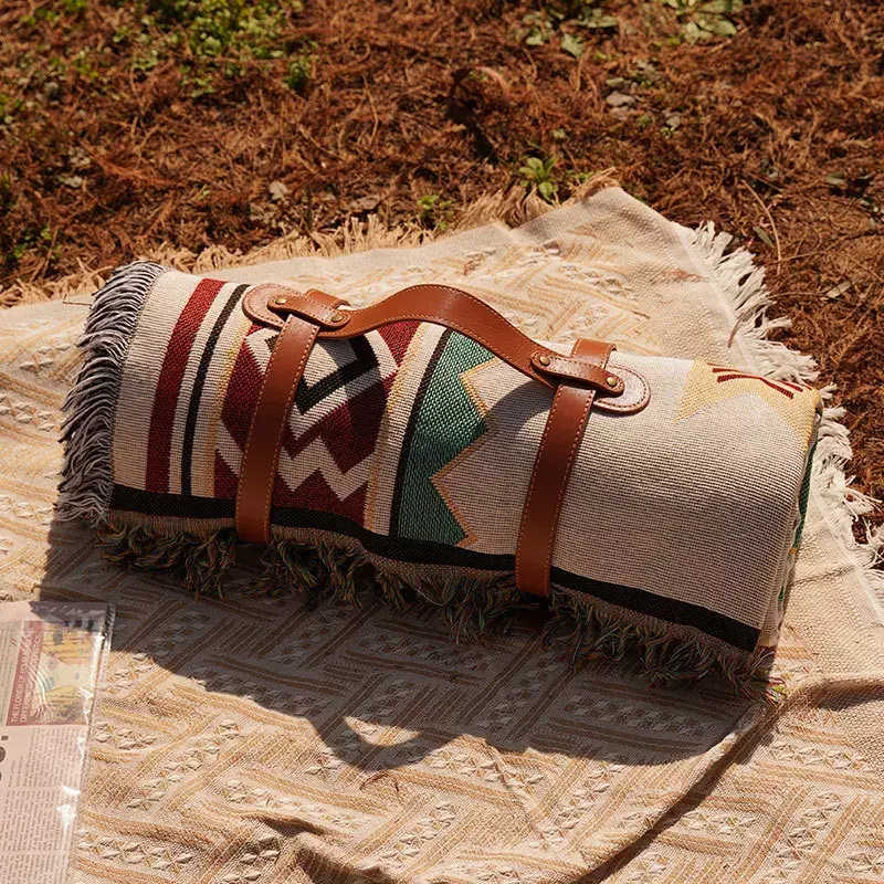 Alfombra Bohemia para pícnic, alfombra para exteriores, suministros de Camping, equipo de tela para Picnic, a prueba de humedad, estilo étnico Ins