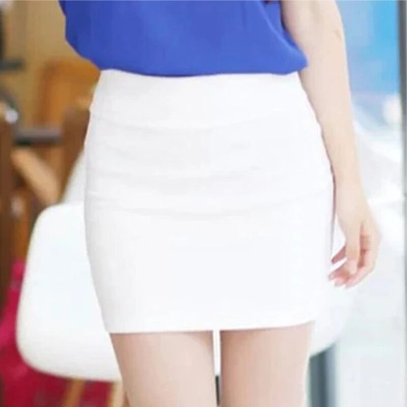 Falda corta plisada elástica de color caramelo para mujer, cintura alta, ajustada, informal