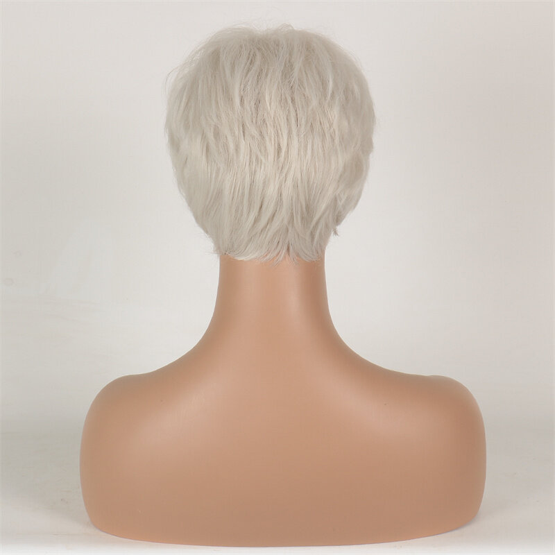 Peluca blanca de pelo plateado peluca sintética resistente al calor fiesta de pelo de rol ropa peluca rizada peluca peluca