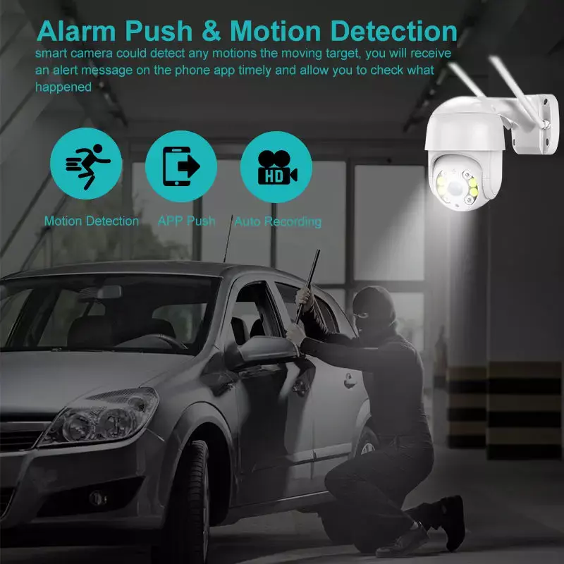 Dome Auto Tracking PTZ Camera, Monitor de Vigilância WiFi Sem Fio, Smart Home e Outdoor, 8MP, 4K IP, 5MP Velocidade