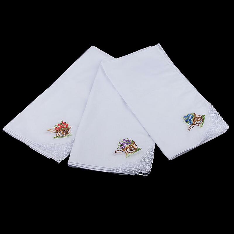 Pañuelo de encaje bordado para mujer, pañuelo para fiesta de boda, 12 unidades