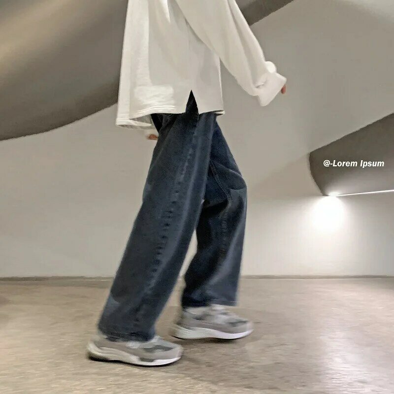 Jean rétro pour hommes, pantalon droit à jambes larges, jeune, délavé, style coréen, simple, solide, document