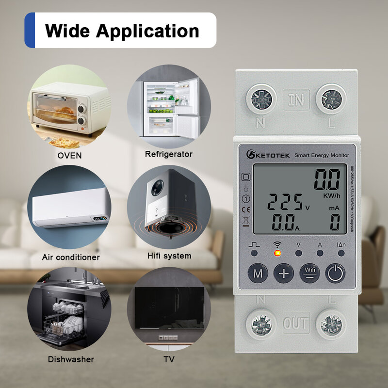 Tuya na szynę Din WIFI kompaktowy licznik energii 60A 63A zegar zużycie energii Kwh miernik watomierz jednofazowy wsparcie Smartlife App