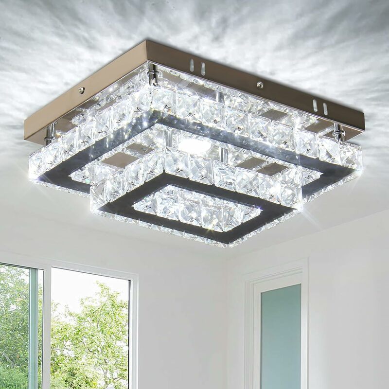 Lámpara de techo LED de cristal, iluminación Rectangular moderna, montaje empotrado, accesorio para sala de estar y dormitorio