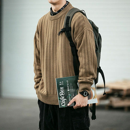 Homens inverno tricô camisolas de manga comprida pullovers roupas homem streetwear cor sólida em torno do pescoço camisola estilo clássico 2023 w31