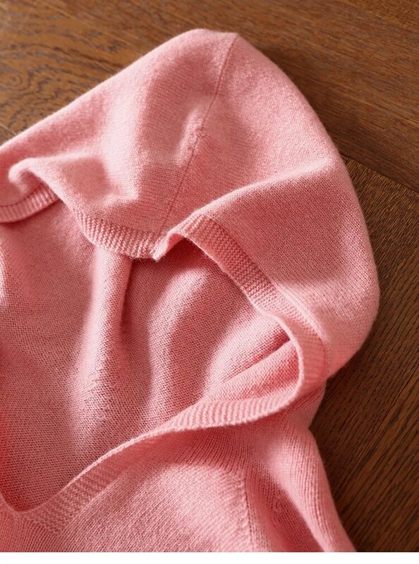 Пуловер из 100% шерсти с капюшоном, Одноцветный, милый, с возрастом, теплый, Повседневный, удобный, свободный, свитер для жителя пригорода, зима, T3D150QD