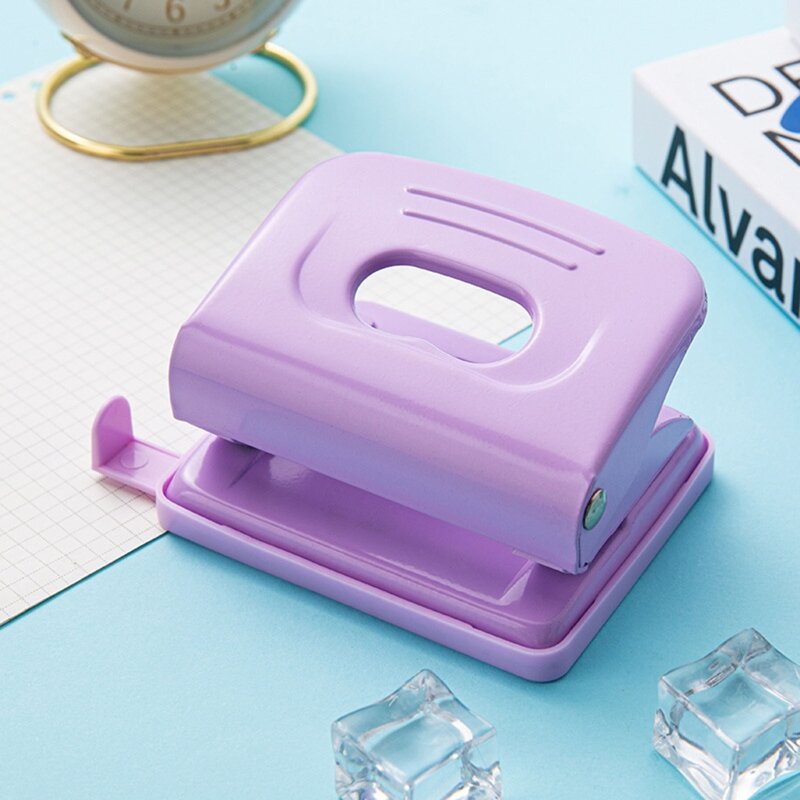 2-Hole Puncher with Alignment Guide Chip Tray Double Hole Tool 20 Sheets Capacity for Binding File DIY Album