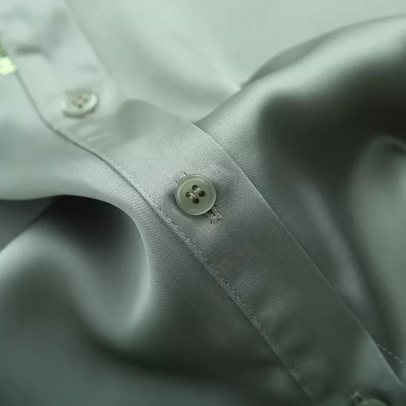 Blusa feminina folgada, manga comprida, de botões, camisas femininas, tops chiques, decoração de contas, textura impressa, vintage, nova moda, 2023