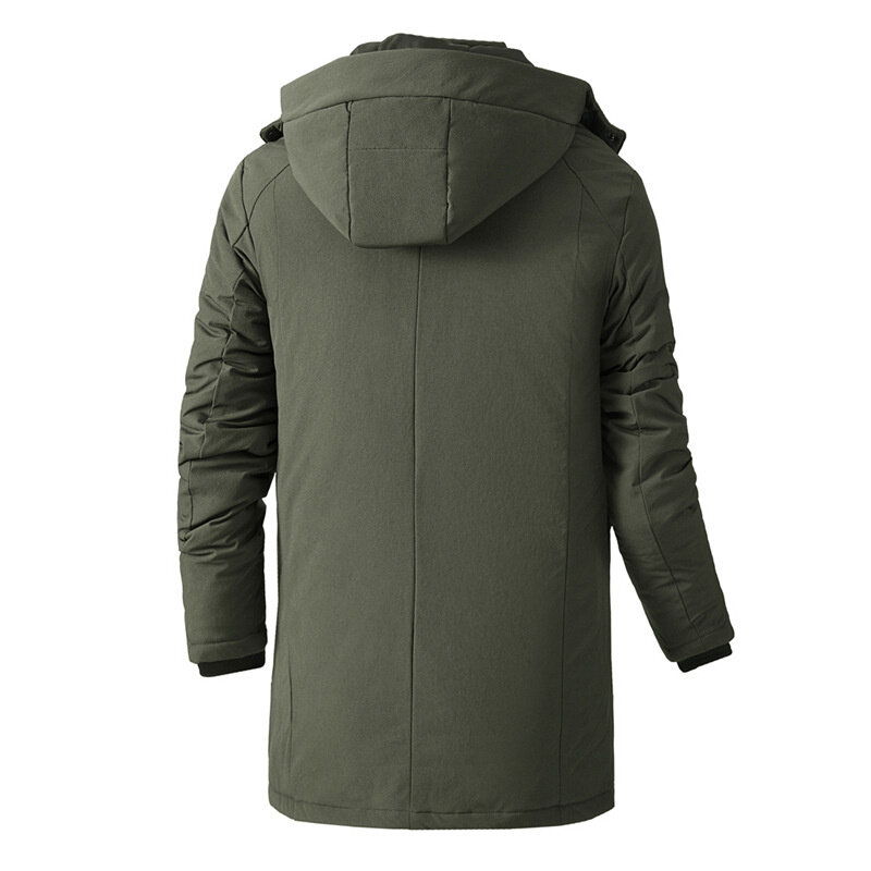 Теплая зимняя плотная парка с капюшоном, ветрозащитная однотонная хлопковая куртка, пальто, мужская верхняя одежда, повседневная парка, мужская одежда большого размера