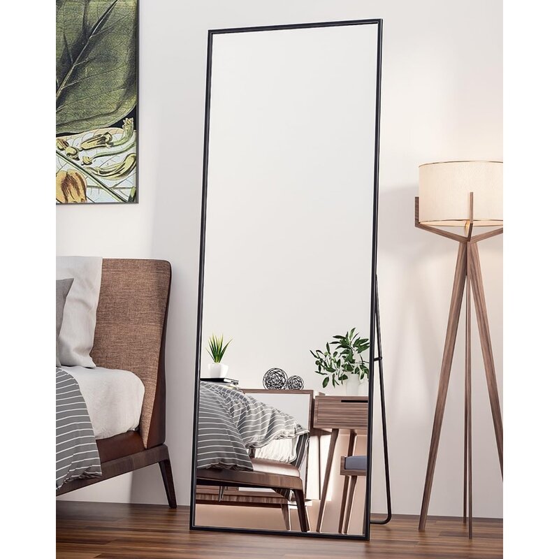 Miroir pleine longueur, miroir de sol en verre caractéristique, miroirs de sol rectangulaires sur pied, miroir mural en élasthanne pour la salle de séjour