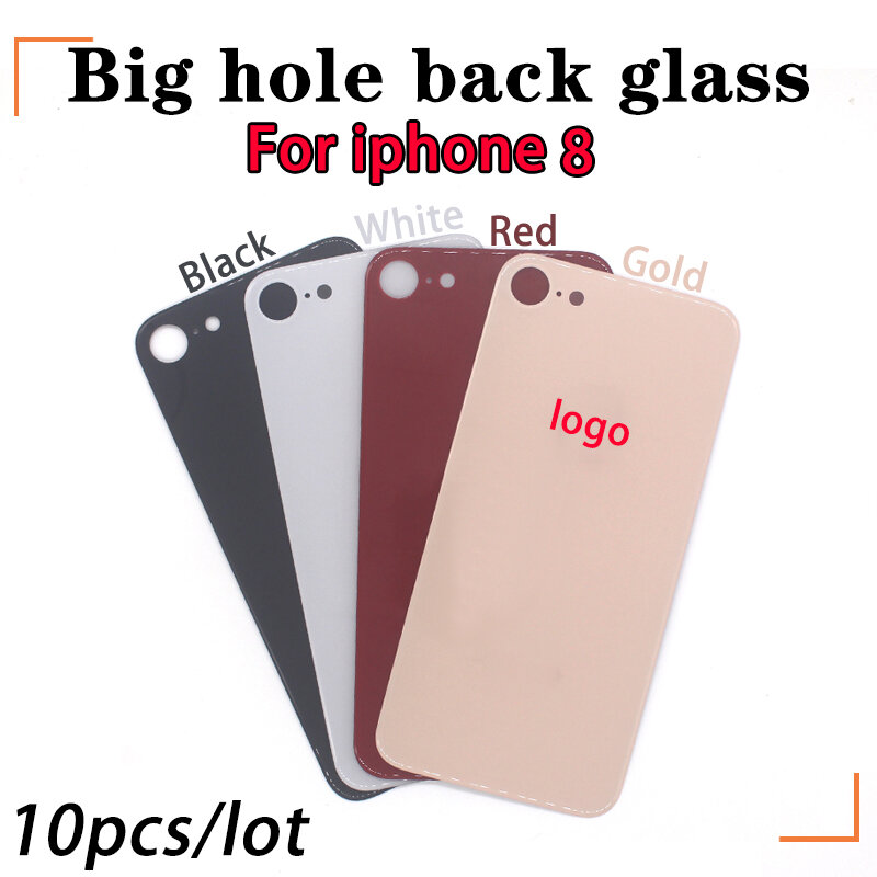 Cubierta trasera de cristal para iPhone 8, 8Plus, XS, Max, XR, SE2, SE3, color Original, carcasa trasera con logotipo, agujero grande, 10 unidades por lote
