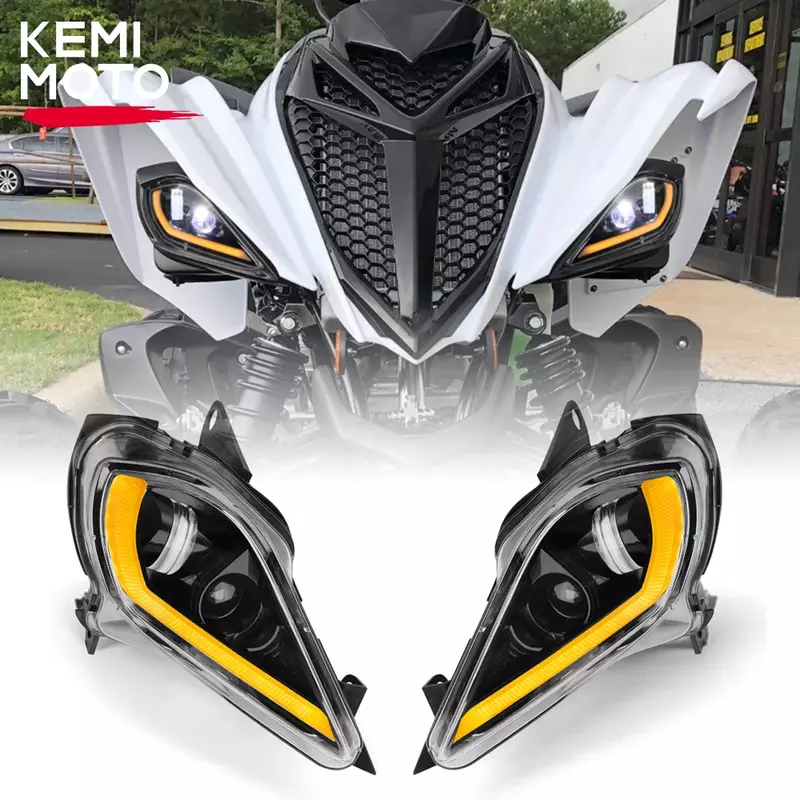 KEMIMOTO LED Headlight for Yamaha Raptor 700 700R YFZ450 YFZ450R YFZ450X Wolverine 450 2006-2023 DRL Turn Signal light Switch