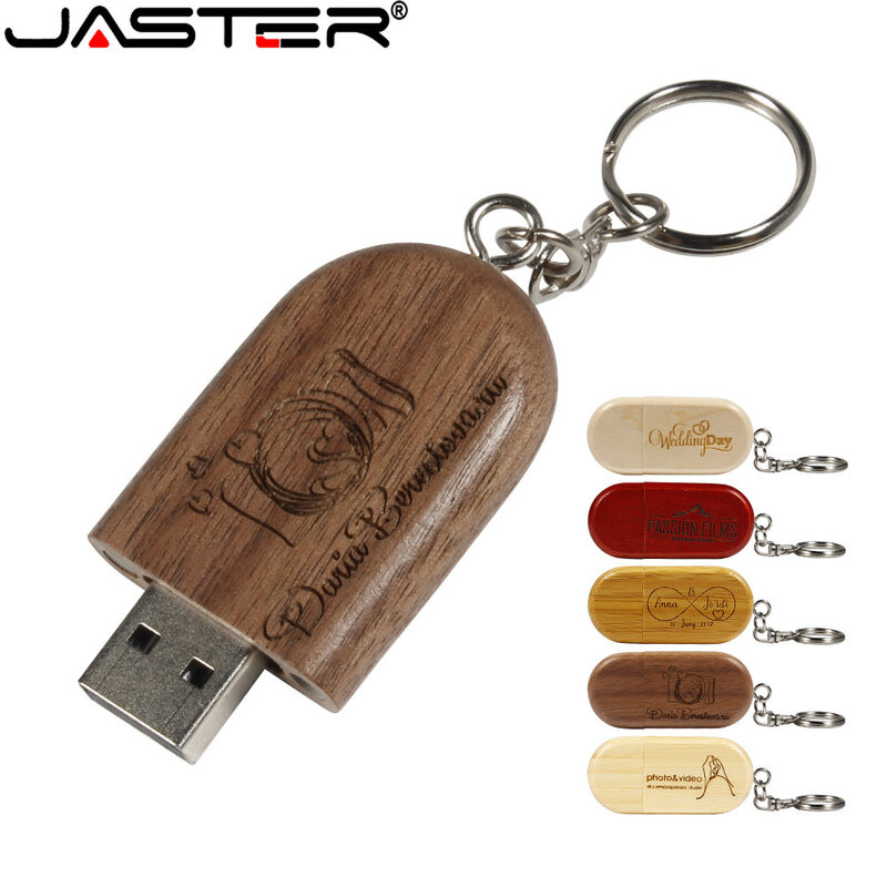 JASTER Wooden USB Flash Drives 128GB 64GB Free custom logo Memory stick Pen drive 32GB 16GB USB 2.0 stick 8GB 4GB Creative gift
