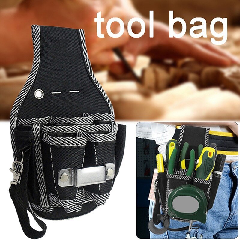 Cinturón de herramientas multifuncional de tela de nailon, Kit de soporte para destornillador, bolsa de bolsillo, estuche de bolsillo para cintura de electricista