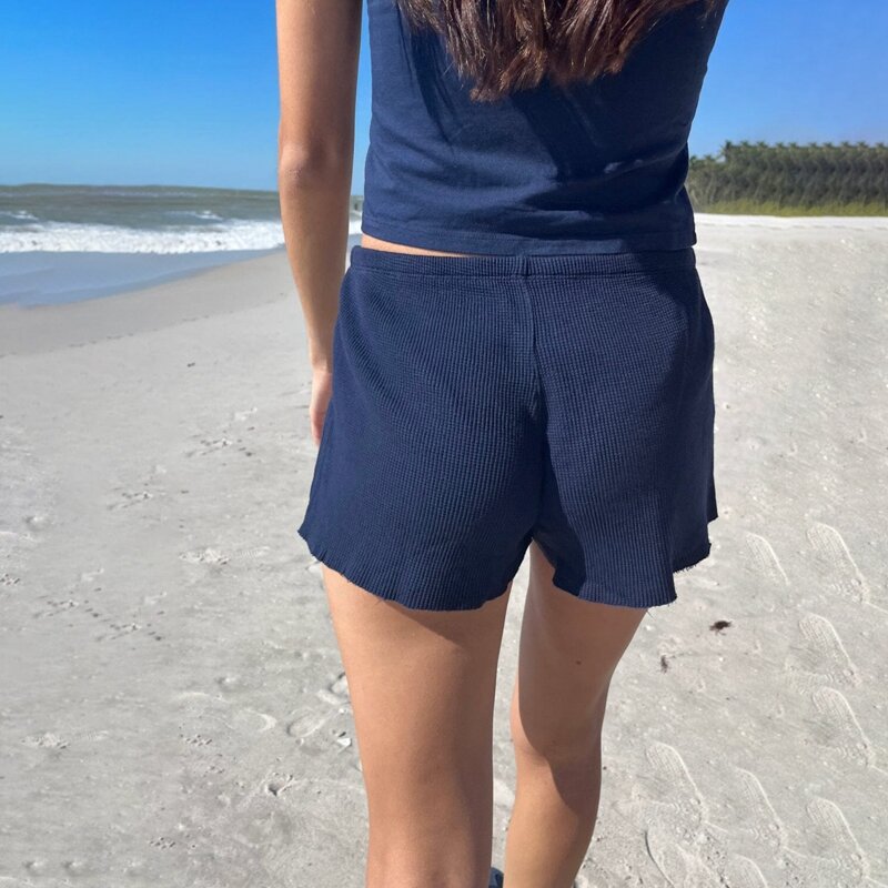 Maemukilabe Beach Vacation Slim Fit Shorts donna Casual elastico in vita pantaloni corti Summer Boyshorts Y2K Vintage Streetwear