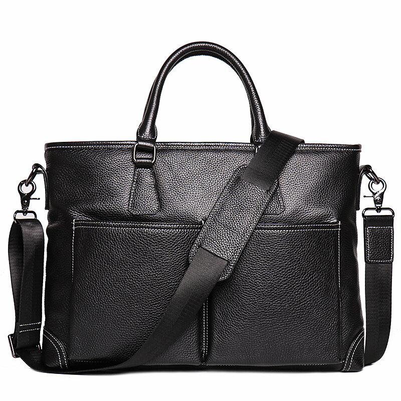 Men's Briefcases Genuine Leather 14'' Laptop Bag Man Office Business s Handbag Messenger