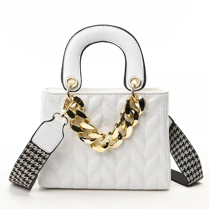 DA02 2024 markowe torby księżna Diana dla kobiet luksusowy projektant torebka gruby łańcuch diamentowa krata