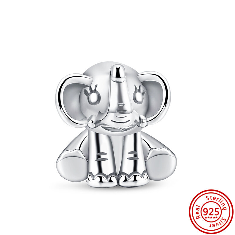 925 Sterling liontin berbentuk gajah perak manik indah cocok Gelang 925 jimat asli Pandora Aksesori Perhiasan DIY