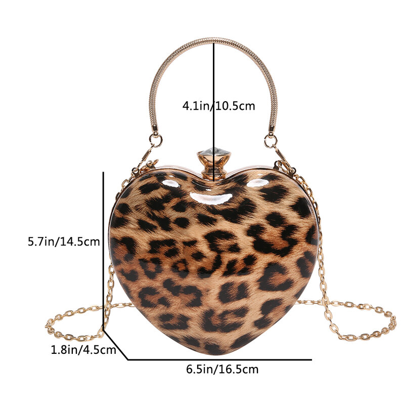 Super Mini Crossbody Bag Cute Love Heart Party Purse Fashion Lady Lipstick Pouch Vintage Leopard Handbag Clutches Phone Bag Sac