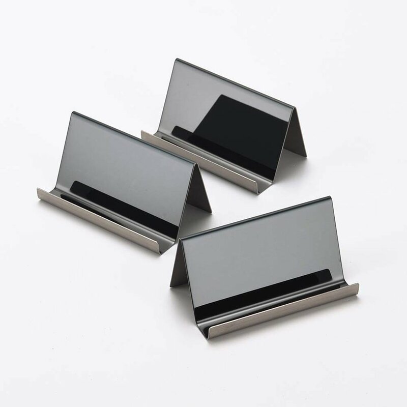 Stainless Steel Business Card Holder For Desk Office Visiting Cards Collection Organizer For ID Cards