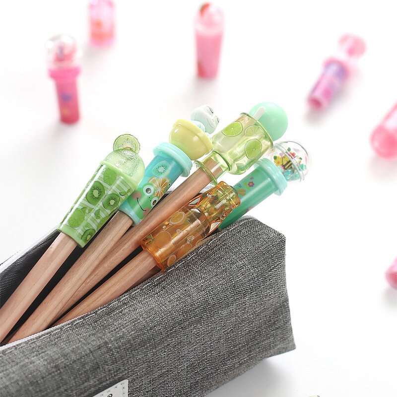 Protecteur de crayon en plastique en forme de bouteille de boisson, capuchon de crayon mignon, couverture de stylo, prolongateur de crayon, fournitures de papeterie scolaire, 12 pièces