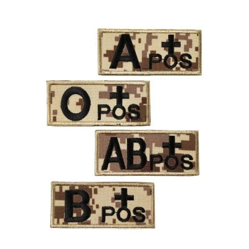 3D Embroidery Patch Blood Type Hook Loop Chapter A+B+AB+O+ Front POS Patch US ARMY Group Tactical Military Badge Sewing Applique