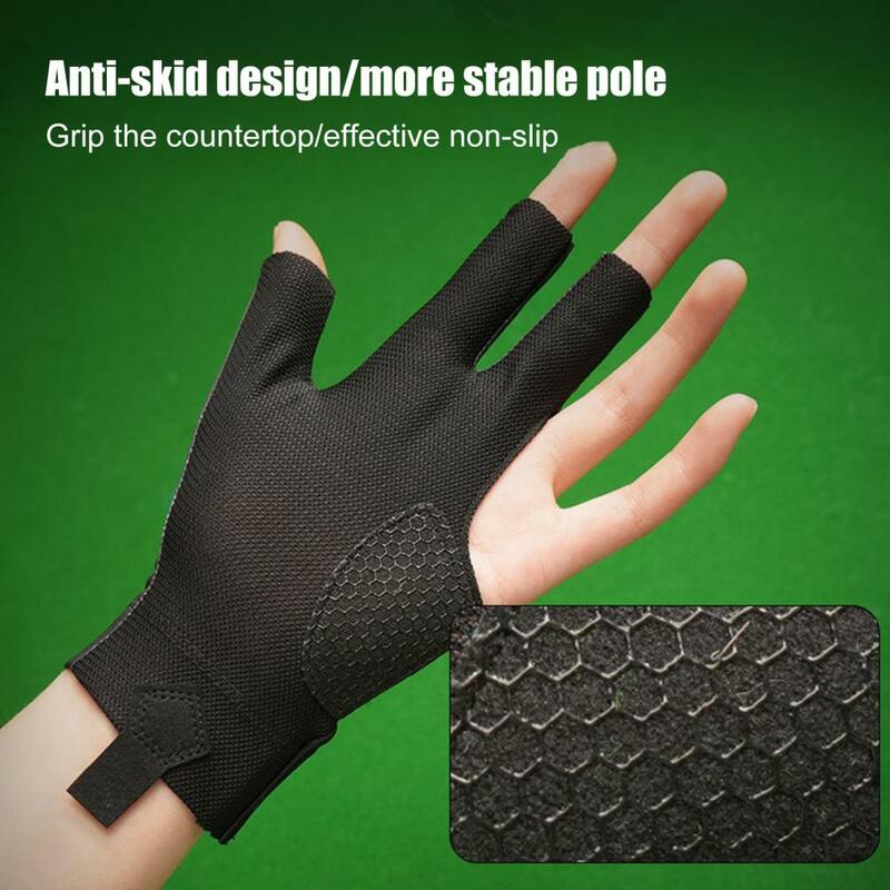 Guante de billar para mano izquierda, tecnología de secado rápido para absorción del sudor, diseño de 3 dedos, deportes para mejorar