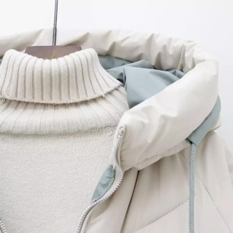 Puch wyściełane kurtki 2021 nowe zimowe płaszcze luźna, krótka kurtka casualowe damskie kurtki Parka z kapturem grube damskie parki REWR